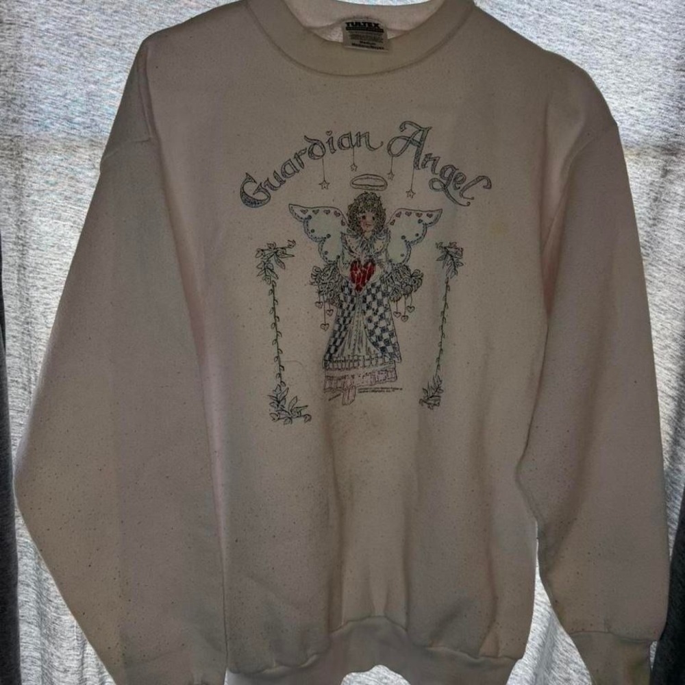 CottageCore Guardian Angel cream sweatshirt Size M